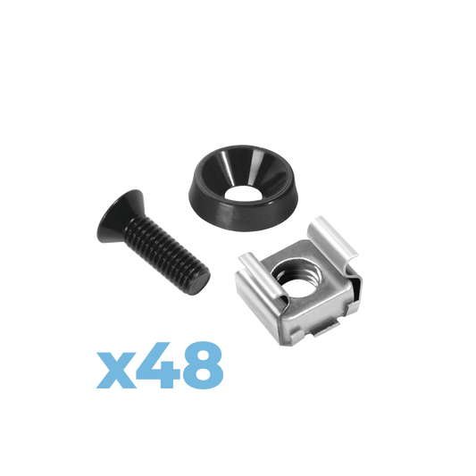 LP-TAT-48 - Juego de 48 Tornillos con 48 Arandelas y 48 Tuercas Enjauladas para Rack LINKED PRO