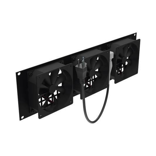 Kit de 3 Ventilador 110 Vca (12 x 12 cm) con Clavija 5-15P. Para instalación en Postes Rack