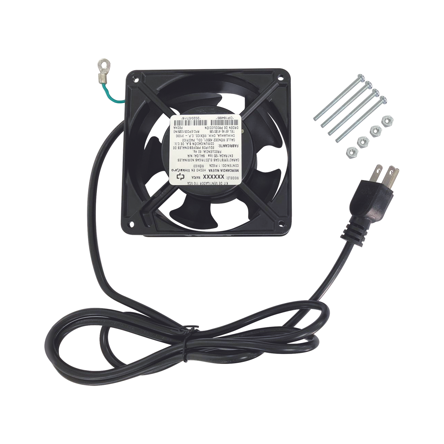 LP-VENT-BASIC Ventilador 110 Vca de 12 x 12 cm con Cable y Clavija