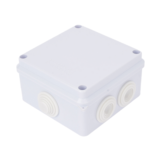 LP-WBX-100 Caja de Conexiones Impermeable IP65, 7 Entradas, Dimensiones 100 x 100 x 70 mm, para Instalaciones Industriales, Comerciales y Residenciales, Incluye Tornillería para su Instalación