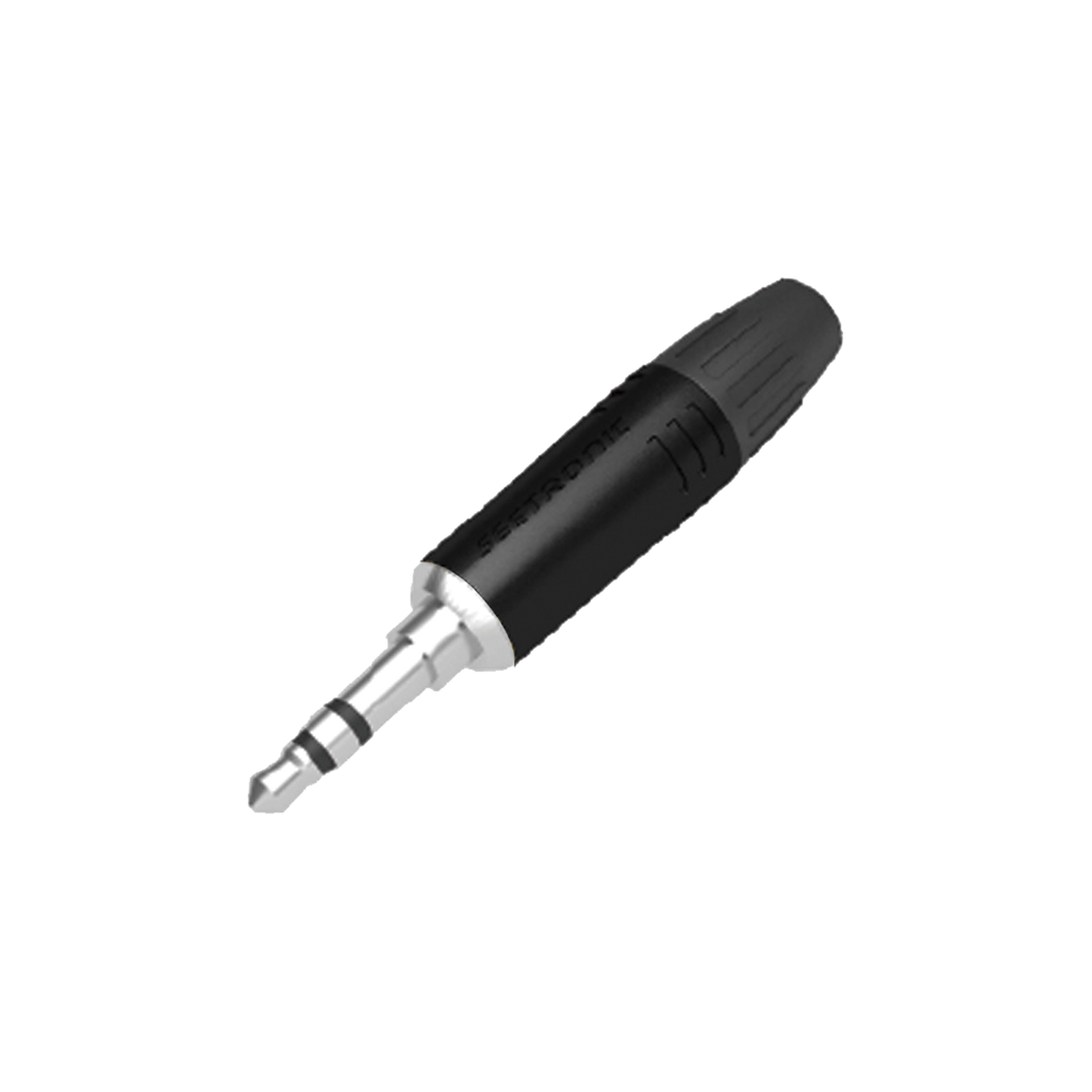 M2TP3C-B - Conector delgado estereo de 3.5 mm, carcasa cromada negra, contacto niquelado, cable OD 2-4,5 mm