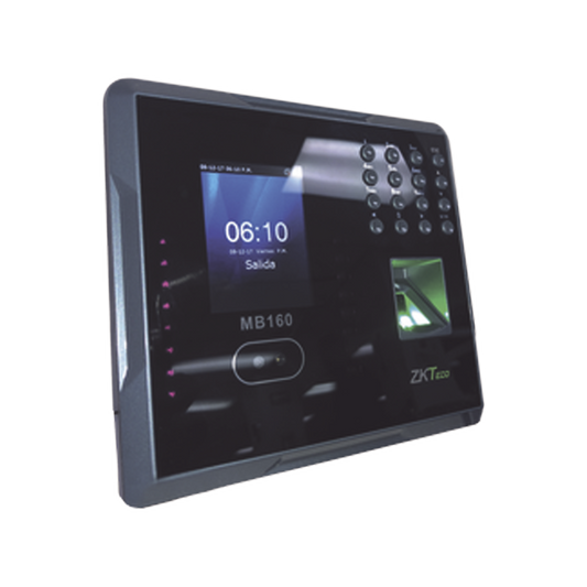 MB160ID Lector de Reconocimiento Facial, Tarjeta y Huella Digital / 1500 Rostros / 1500 huellas / Lector de tarjetas de proximidad / Soporta DDNS con BIOTIMEPRO / Función ADMS INCLUIDA