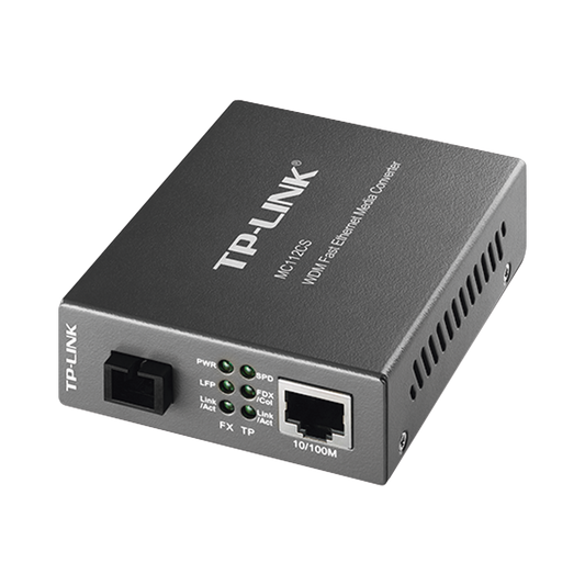 MC112CS Convertidor Fibra Óptica WDM Monomodo / 1 puerto RJ45 10/100 Mbps / 1 puerto SC/UPC 100 Mbps /  Hasta 20 Km / Para su Funcionamiento Requiere el Modelo MC111CS / Plug and Play