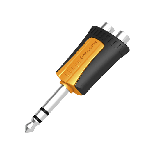 MP3-2RF Conector Estéreo |  1/4in - 2 x RCA hembra | Adaptador de Carcasa de Plastico |