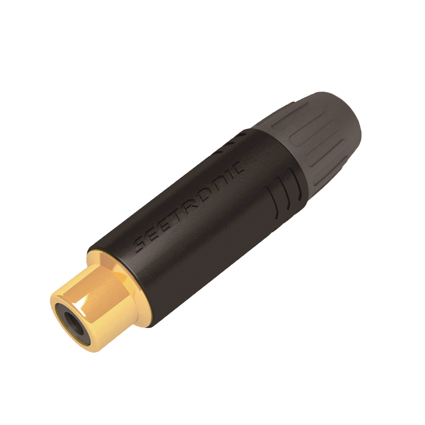MT390 - Conector Hembra RCA | Carcasa Enchapada en Negro | Contacto Enchapado en Oro | Cable OD 3.5-6.5mm