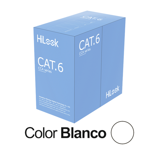NC-1LN6UU/CCA Bobina de Cable UTP 305 Mts / Cat 6 (24 AWG) / Color Blanco / PVC (CM) / Uso en Interior / CCA (Cobre con Aluminio) / Aplicaciones de CCTV y Redes de Datos