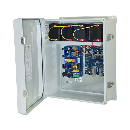NETWAY-SP4-WPX Fuente de Alimentación para PoE / 2 Entradas 1G Fiber SFP / 4 Salidas 10/100/1000 PoE/PoE+ configurable para 2 Salidas 60W Hi-PoE / Nema IP66 / Con capacidad de batería de respaldo / Requiere batería