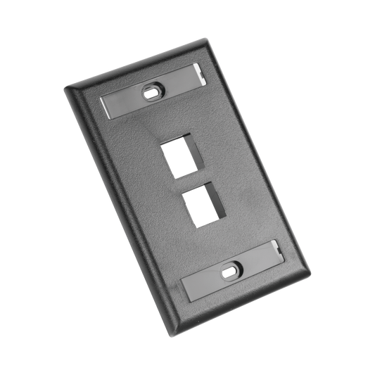 NK2FBL - Placa de Pared Vertical, Salida Para 2 Puertos Keystone, Con Espacios Para Etiquetas, Color Negro