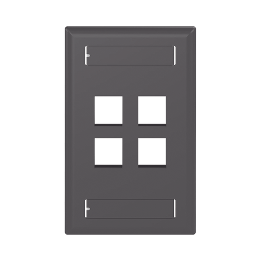 NK4FBL - Placa de Pared Vertical, Salida Para 4 Puertos Keystone, Con Espacios Para Etiquetas, Color Negro