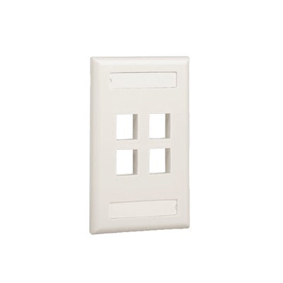 NK4FEIY - Placa de Pared Vertical, Salida Para 4 Puertos Keystone, Con Espacios Para Etiquetas, Color Marfil