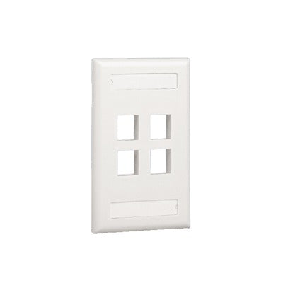 NK4FWHY - Placa de Pared Vertical, Salida Para 4 Puertos Keystone, Con Espacios Para Etiquetas, Color Blanco
