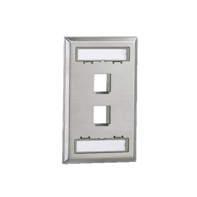 NKF2S - Placa de Pared Vertical, Salida Para 2 Puertos Keystone, Con Espacios Para Etiquetas, de Acero Inoxidable