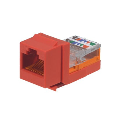 NK5E88MRDY - Conector Jack Estilo Leadframe, Tipo Keystone, Categor�a 5e, de 8 Posiciones y 8 Cables, Color Rojo