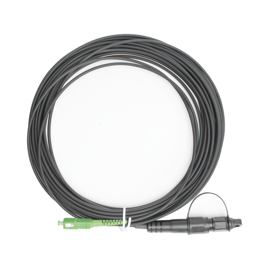 OFC-S1-BK-SA-H1A-30-10-2601 Jumper de Fibra Óptica, conector SC/APC - conexión a caja FDP460, redondo, 10 metros, forro 3 mm, G657A2, negro