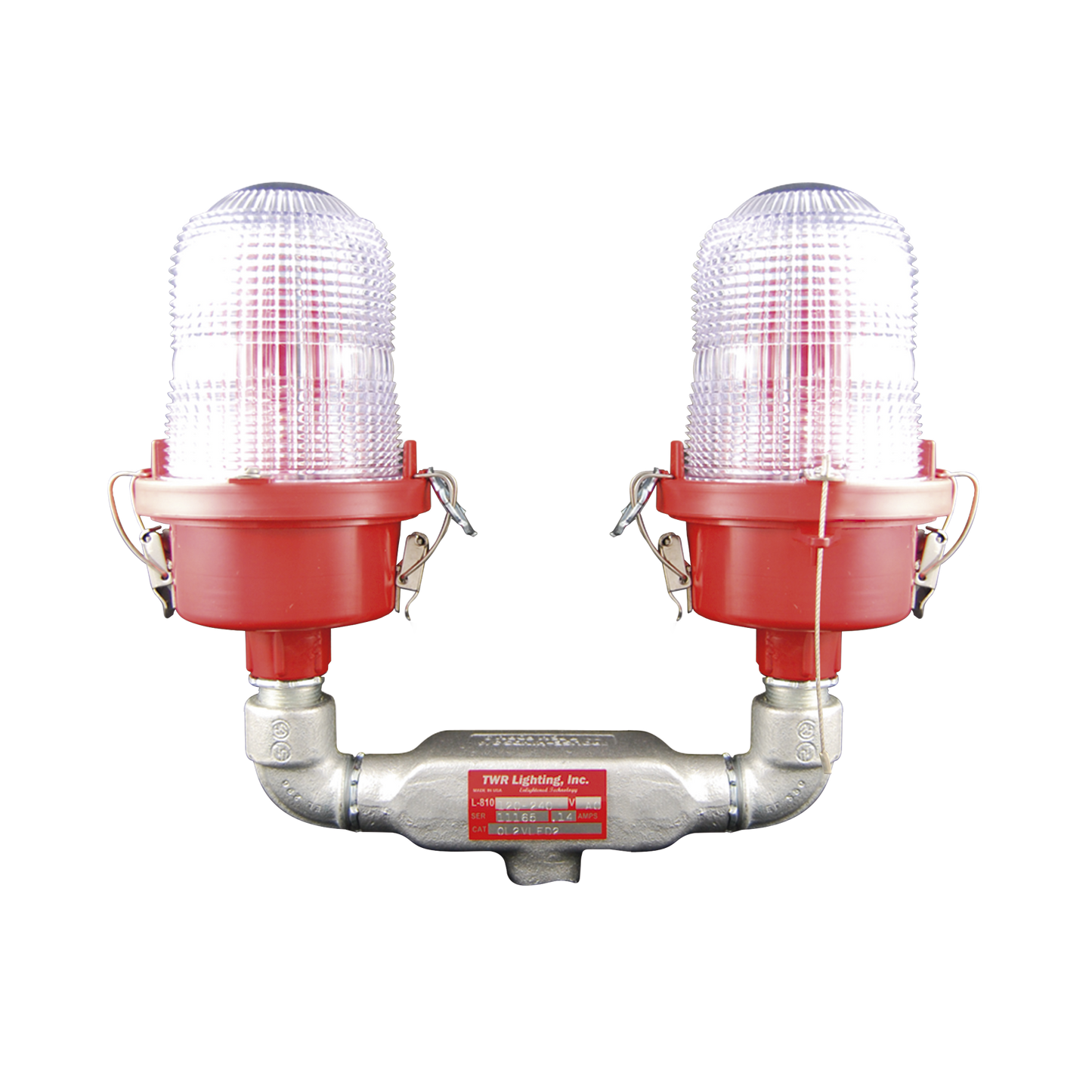 OL2-VLED2-IR Lámpara de Obstrucción Roja Certificada/ Luz Fija Tipo L-810 Doble LED/ 120 - 240 Vca/ Luz Infraroja