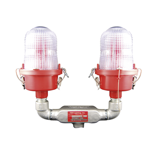 OL2-VLED2-IR Lámpara de Obstrucción Roja Certificada/ Luz Fija Tipo L-810 Doble LED/ 120 - 240 Vca/ Luz Infraroja