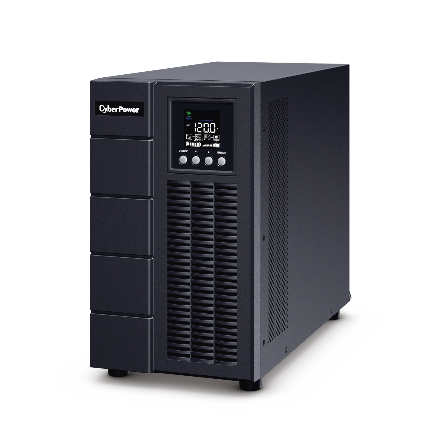 OLS3000A - UPS de 3000 VA/2700 W, Online Doble Conversión, Entrada 120 Vca NEMA L5-30P, Onda Senoidal Pura, Tipo Torre, Con 4 Tomas NEMA 5-20R y 1 Block Hardwired