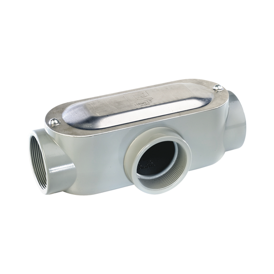 OT-0097C - Caja oval roscada tipo T de 1 1/4" (31.8 mm) incluye tapa y tornillos.
