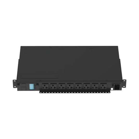 P08D09M PDU Monitoreable (MI) para Distribución de Energía, Enchufe de Entrada NEMA 5-15P, Con 8 Salidas 5-20R, Horizontal 19in, 120 Vca, 15 Amp, 1UR