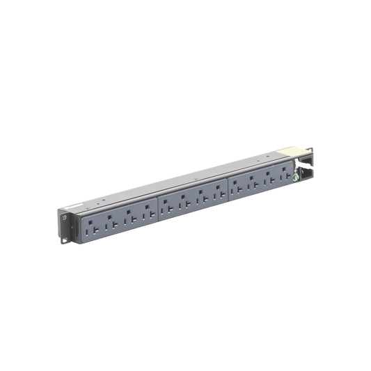 P12B01M PDU Básico para Distribución de Energía, Enchufe de Entrada NEMA 5-15P, Con 12 Contactos NEMA 5-20R, Instalación Horizontal de 19in, 1UR, 15 Amp, 120 Vca
