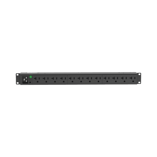 P12B30M PDU Básico para Distribución de Energía, Enchufe de Entrada NEMA L5-20P, Con 12 Contactos NEMA 5-20R, Instalación Horizontal de 19in, 1UR, 20 Amp, 120 Vca