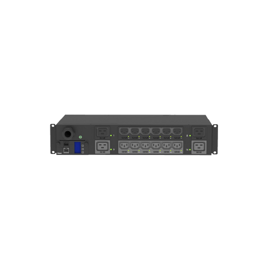 P16E19M PDU Monitoreable y Switchable (MS) para Distribución de Energía, Enchufe de Entrada NEMA L6-30P, Con 12 Salidas C13 y 4 Salidas C19, Horizontal 19in, 208 Vca, 30 Amp, 2UR