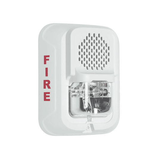 P2WL-LF Sirena de Baja Frecuencia con Lámpara Estroboscópica / a 2 Hilos / Montaje en Muro / Configuración Estroboscópica Seleccionable / Color Blanco