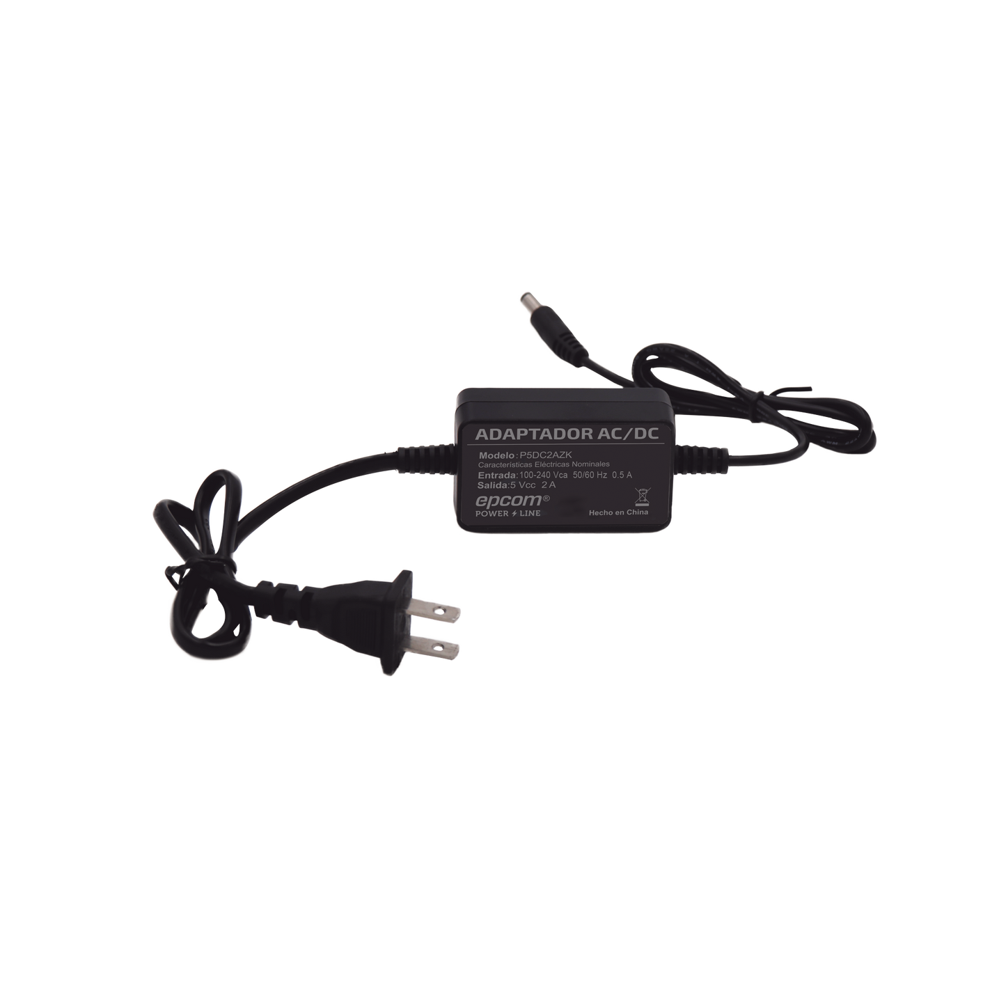 P5DC2AZK - Adaptador 5 Vcc / 2A / UL / Voltaje de Entrada de 100-240 Vca / Para uso, solo en lectores biométricos de 5 Vcc de la marca ZK