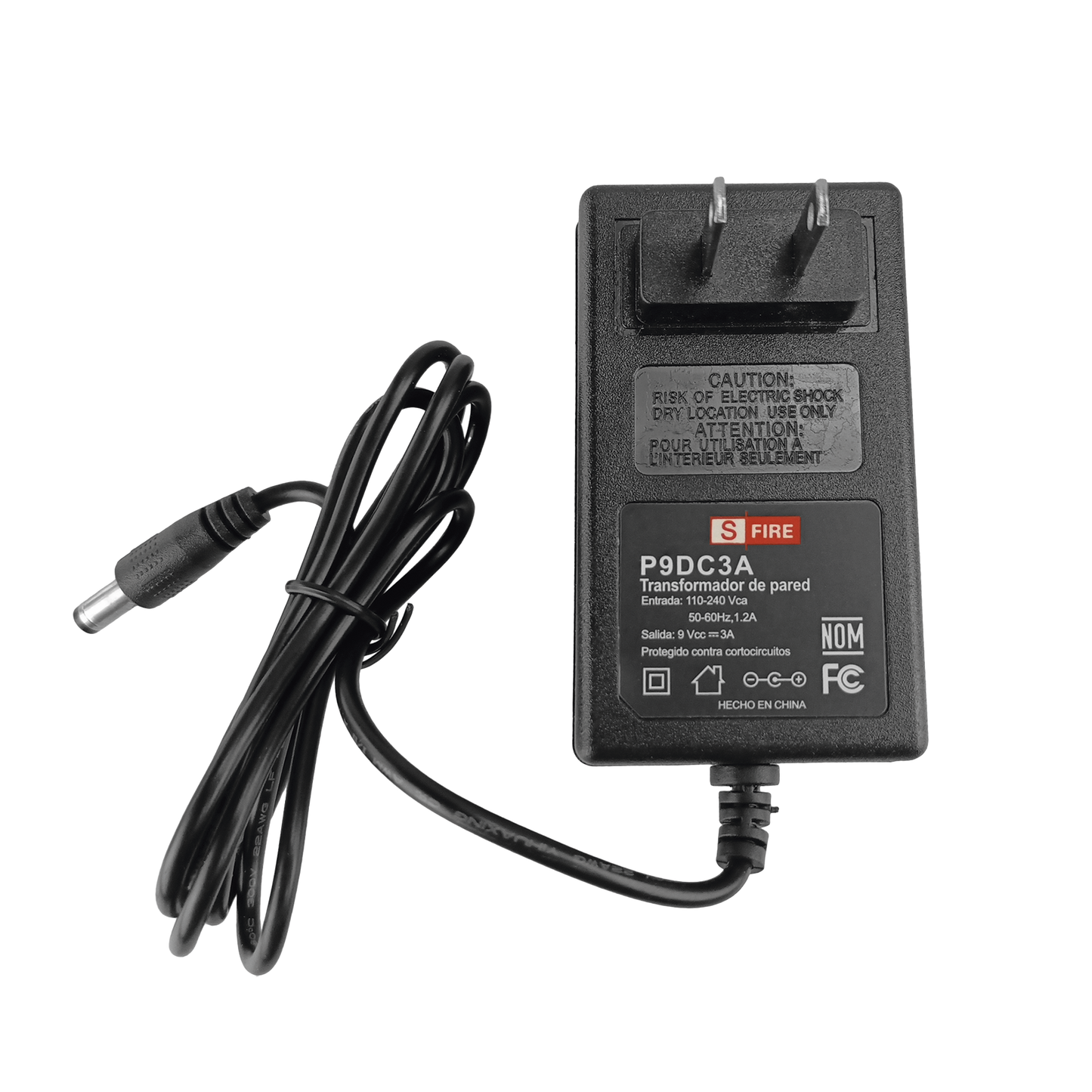 P9DC3A 9 Vcc / 3 A / Adaptador de voltaje / Voltaje de Entrada de 100-240 Vca / Para Usos Múltiples / Video Vigilancia, Acceso, Asistencia, Alarmas, Etc.
