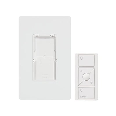 PJ2WALLWHL01 Kit, placa de pared y Control Remoto PICO Inalámbrico, complemente con un atenuador o switch on/off, Caseta, RA2, RadioRa2