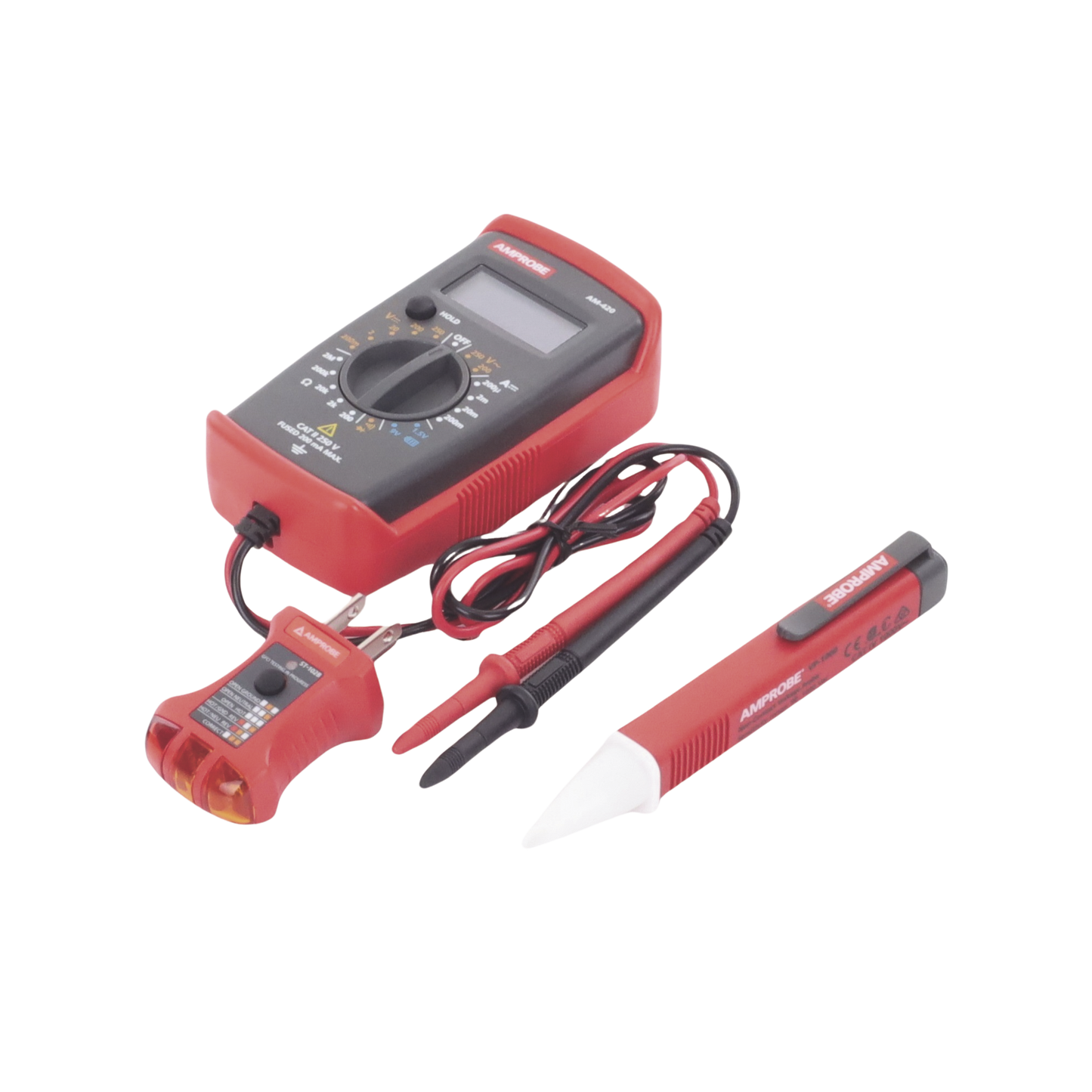 PK-110 - KIT Básico 3 en 1 con Multímetro Digital + Detector de Tensión sin Contacto + Comprobador de Fase GFCI