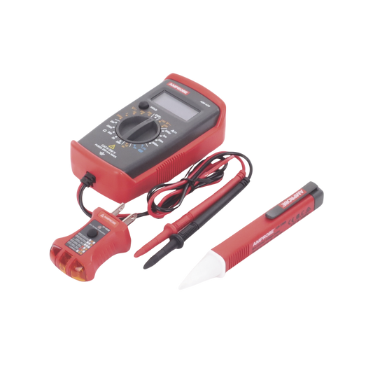 PK-110 - KIT Básico 3 en 1 con Multímetro Digital + Detector de Tensión sin Contacto + Comprobador de Fase GFCI