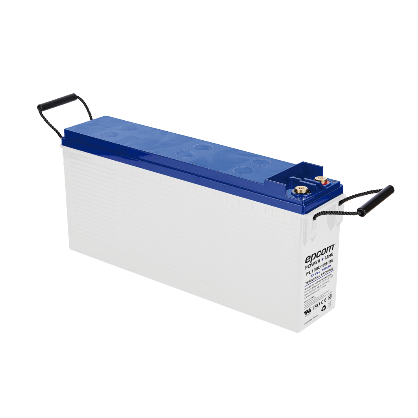 PL100D12SIDE Batería Ciclo Profundo 12V, Terminales Laterales , 100 Ah / AGM-VRLA / Uso en Aplicación Fotovoltaica /Terminales Tipo Tornillo T4