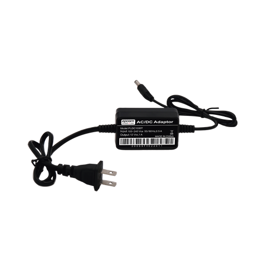 PL-DC-1000T Adaptador de Pared de 12Vcc @ 1 A con cable y clavija Nema 1-15 / 0.5 metros a la toma de alimentación / 0.5 metros a la conexión del dispositivo