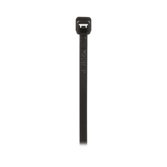 PLT2M-M0 - Cincho de Nylon 6.6 de Bloqueo, 203 mm largo x 2.5mm ancho, Color Negro, Exterior Resistente a Rayos UV, Paquete de 1000pz