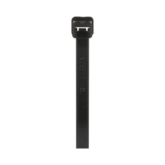 PLT2S-M0 - Cincho de Nylon 6.6 de Bloqueo, 188 mm largo x 4.8mm ancho, Color Negro, Exterior Resistente a Rayos UV, Paquete de 1000pz