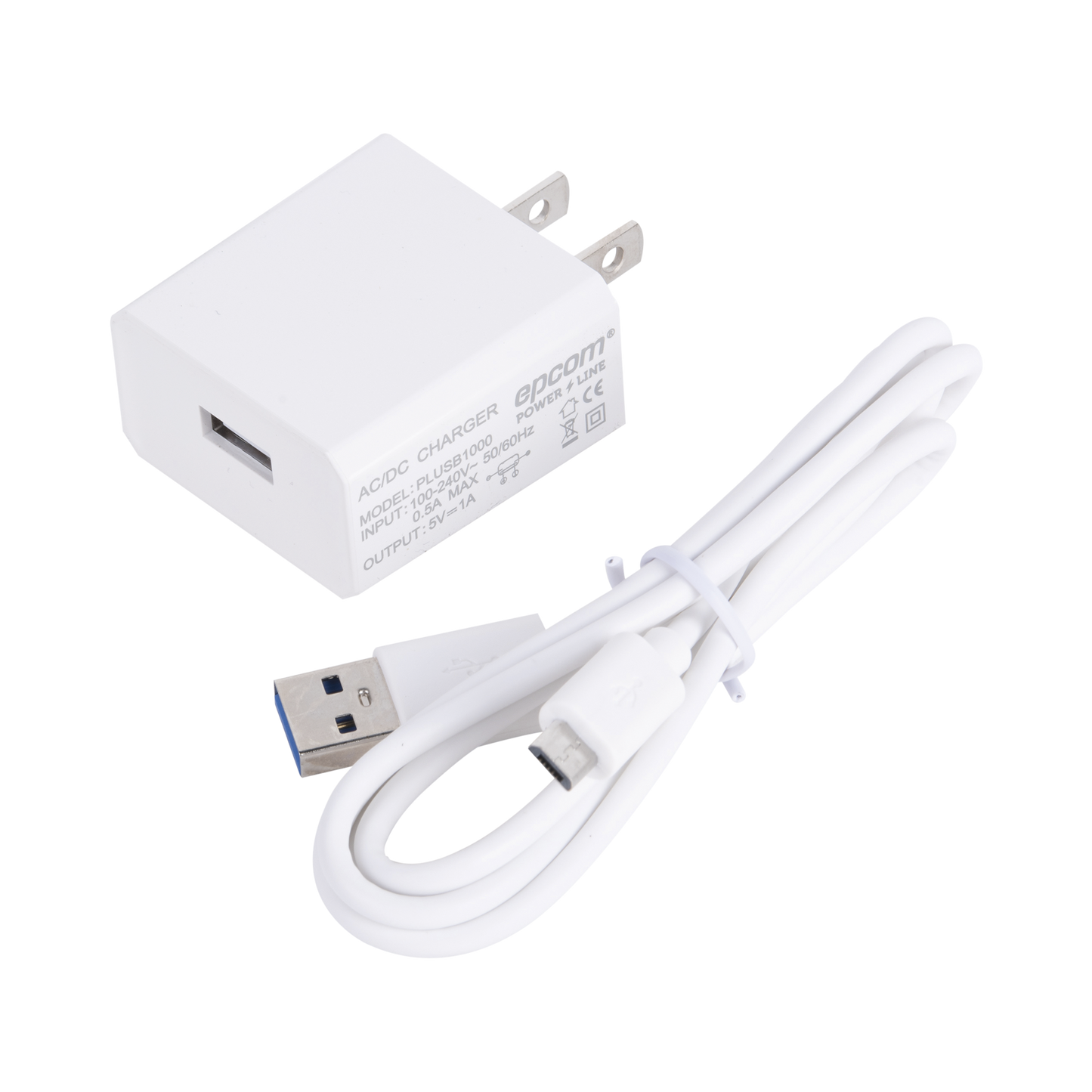 PLUSB1000V - Cargador Micro-USB Profesional de 1 Puerto / 5 VCC / 1 Amper Para Smartphones y Tablets / Voltaje de Entrada de 100-240 VCA