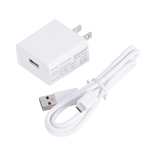 PLUSB1000V - Cargador Micro-USB Profesional de 1 Puerto / 5 VCC / 1 Amper Para Smartphones y Tablets / Voltaje de Entrada de 100-240 VCA
