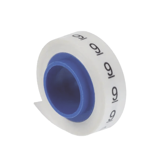 PMDR-0-9 - 10 Rollos de Etiquetas Marcadoras, Pre-Impresos con los N�meros 0-9, de 2.4 Metros (7.87 Pies), Color Blanco