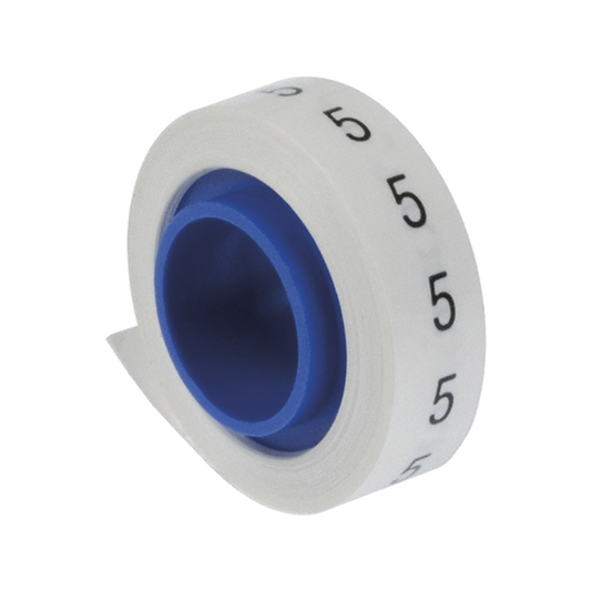 PMDR-5 - Rollo de Etiquetas Marcadoras, Pre-Impresos con el N�mero 5, de 2.4 Metros (7.87 Pies), Color Blanco