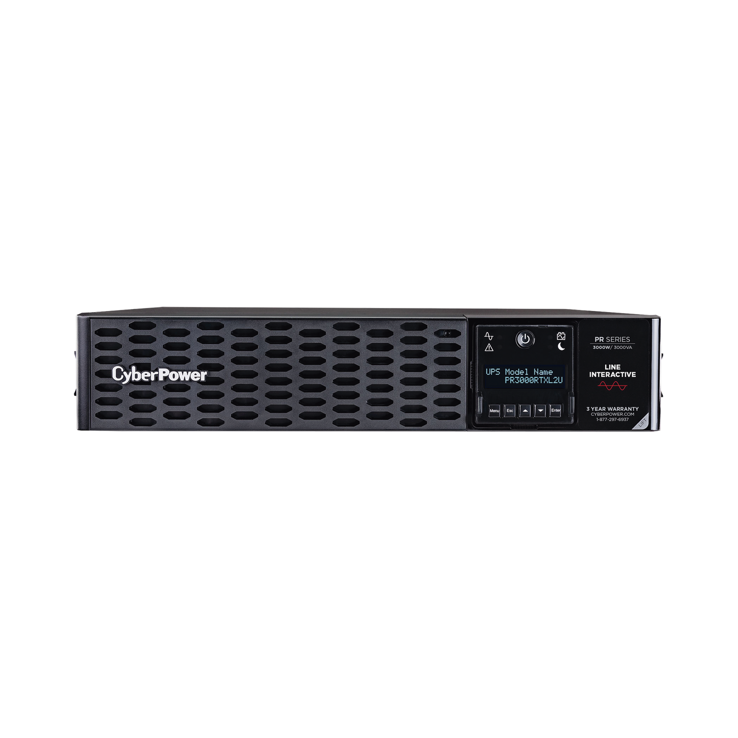 PR3000RTXL2U - UPS de 3000 VA/3000 W, Topología Línea Interactiva, Entrada 120 Vca NEMA L5-30P, Onda Senoidal Pura, Torre o Rack de 2 UR, Con 8 Tomas 5-20R y 1 L5-30R