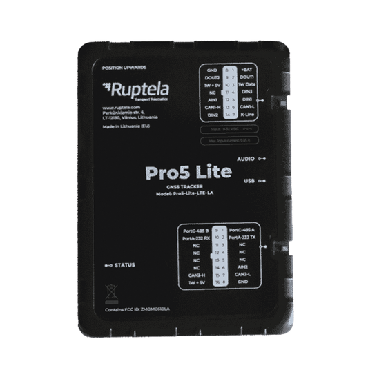 PRO5LITE - Tracker GPS Pro5 Lite / LTE CAT1 bis (4G), GSM (2G) / Lectura de Datos CAN / Monitoreo de Audio, Temperatura y Combustible / Pequeño con Nano SIM / Conectividad BLE / Protección Avanzada