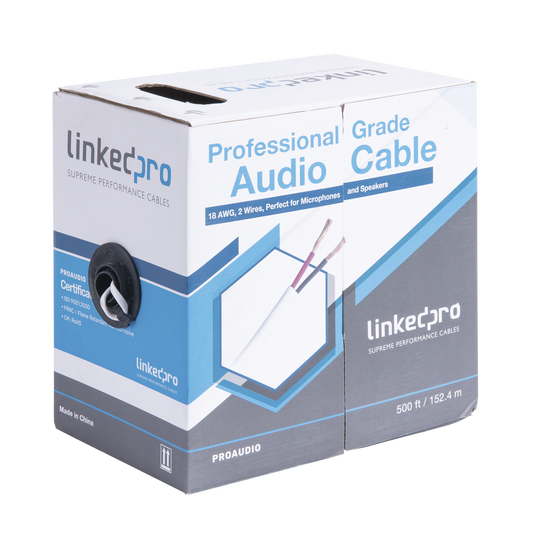 PRO-AUDIO Cable para audio profesional de 2 conductores calibre 18 para aplicaciones de audio y automatización bobina de 152 m