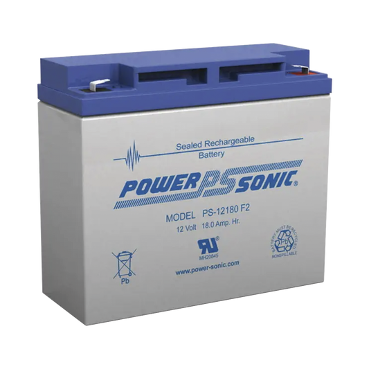 PS-12180-F2 Batería 12V, 18AH, Para Respaldo, Tecnologías AGM/VRLA, 5 Años Vida Útil, Terminales F2, Reconocida UL