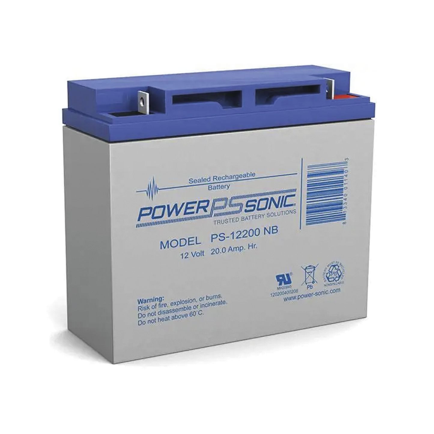 PS-12200-NB2 - Batería 12V, 20AH, Para Respaldo, Tecnologías AGM/VRLA, 5 Años Vida Útil, Terminales NB2, Reconocida UL