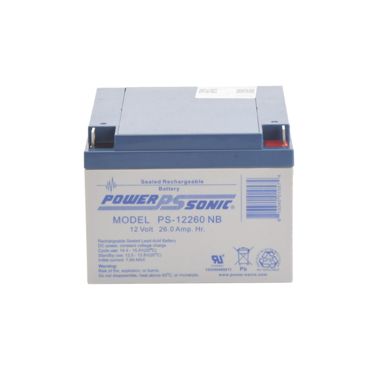 PS-12260-NB - Batería 12V, 26AH, Para Respaldo, Tecnologías AGM/VRLA, 5 Años Vida Útil, Terminales NB, Reconocida UL