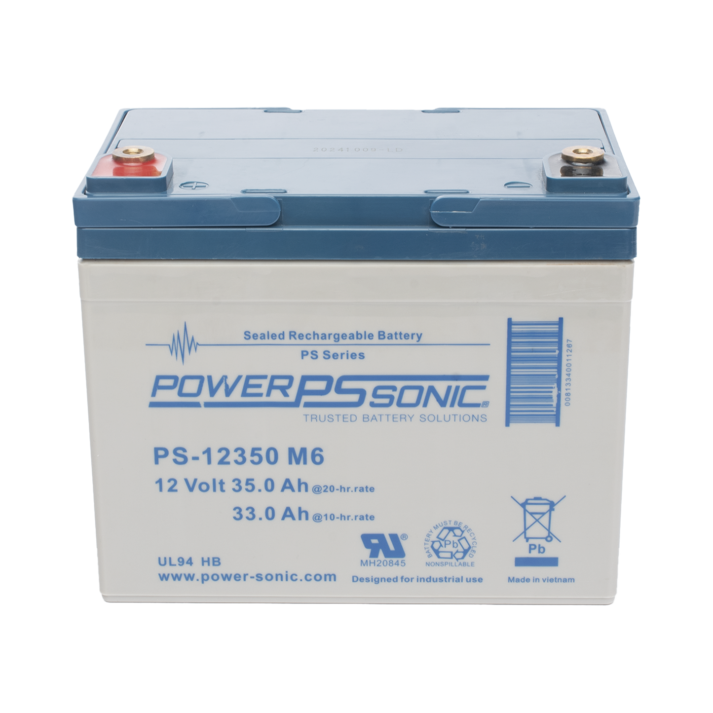 PS-12350-M6 Batería 12V, 35AH, Para Respaldo, Tecnologías AGM/VRLA, 5 Años Vida Útil, Terminales M6, Reconocida UL