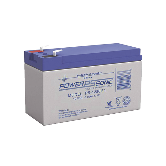 PS-1280-F1 - Batería 12V, 8AH, Para Respaldo, Tecnologías AGM/VRLA, 5 Años Vida Útil, Terminales F1, Reconocida UL