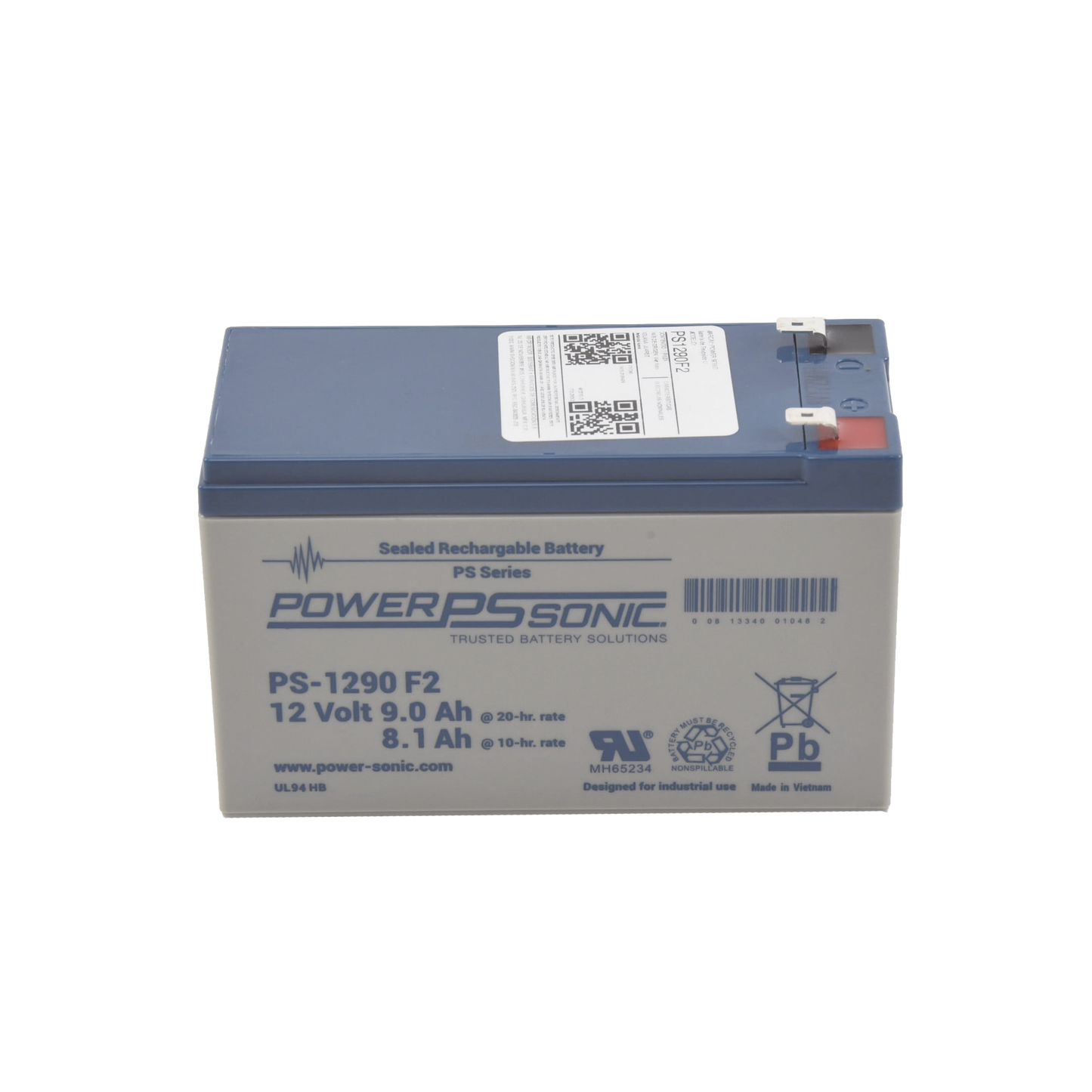 PS-1290-F2 - Batería 12V, 9AH, Para Respaldo, Tecnologías AGM/VRLA, 5 Años Vida Útil, Terminales F2, Reconocida UL