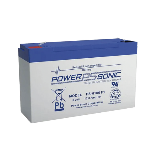 PS-6100-F2 Batería 6V, 12AH, Para Respaldo, Tecnologías AGM/VRLA, 5 Años Vida Útil, Terminales F2, Reconocida UL